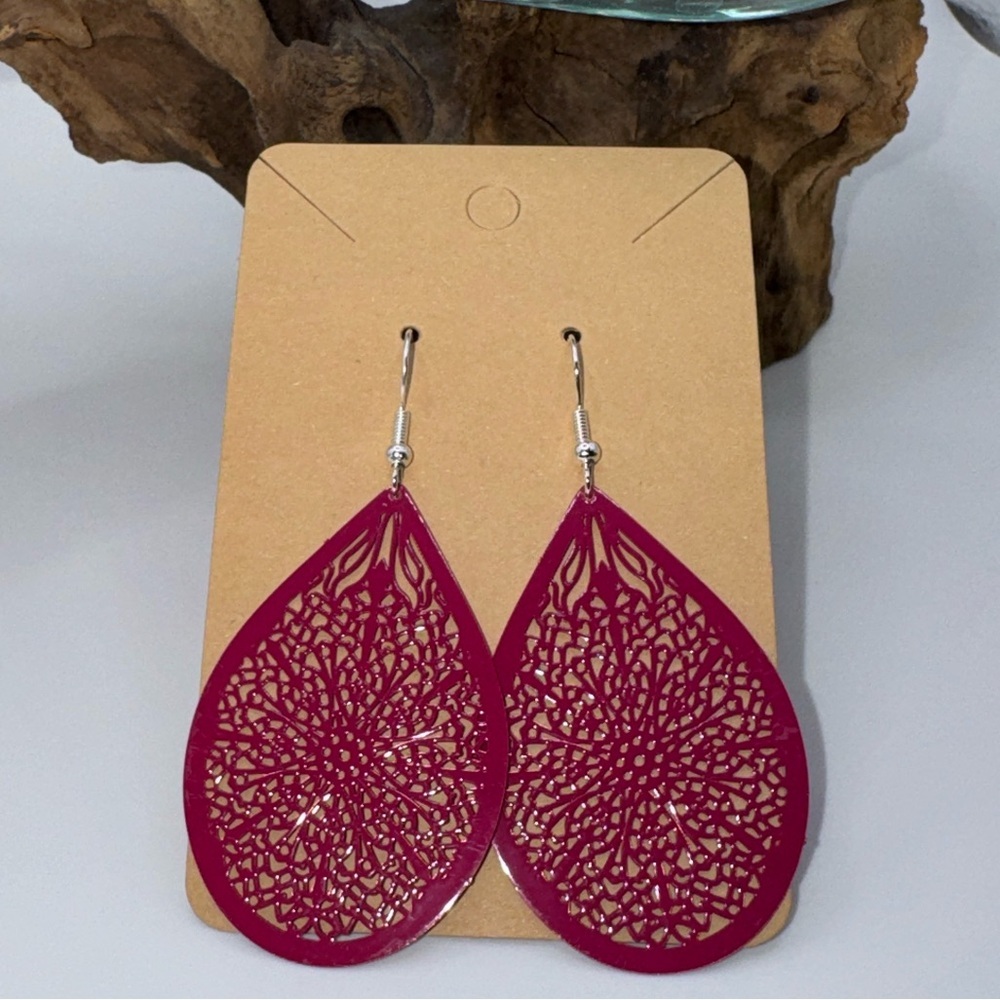 Boho Lace Earrings Pink